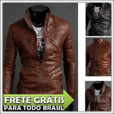 Jaqueta de Couro Sintético Masculina #4