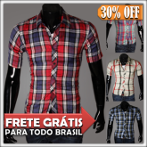 Camisa Slim Manga Curta Xadrez